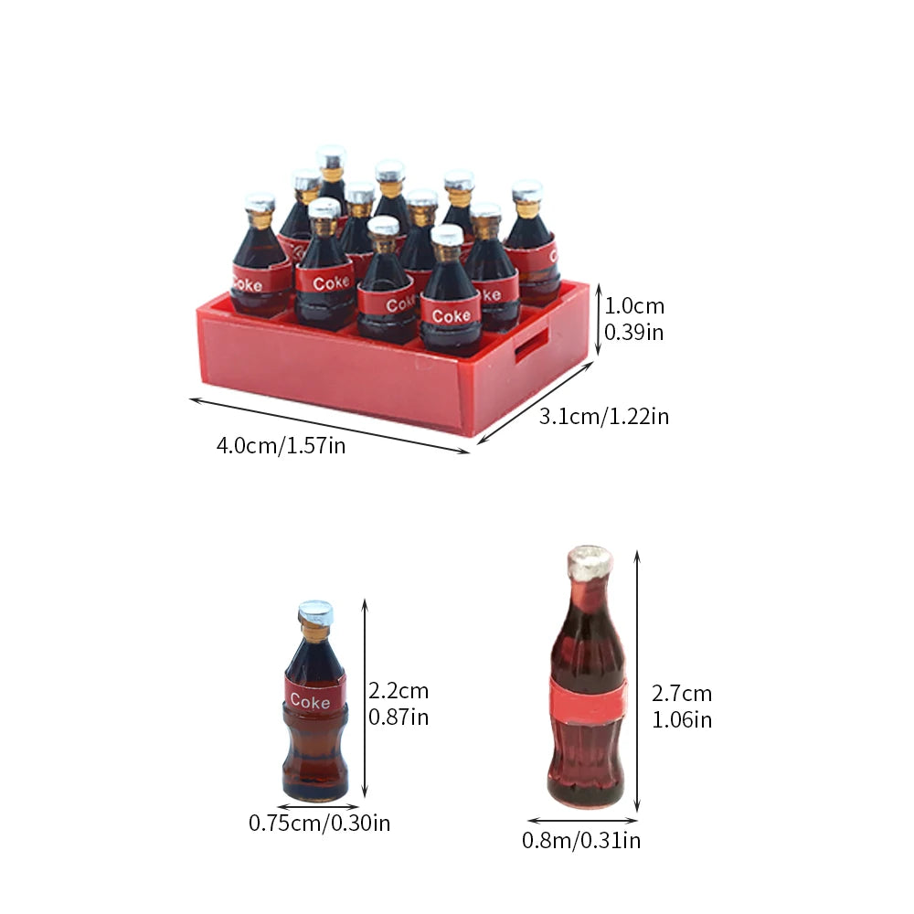 13Pcs/Set Dollhouse Miniature Mini Cola Bottles Drinks Tray Storage Box Model Kits Kitchen Food Play Scene Decoration Accessorie beyutihealth