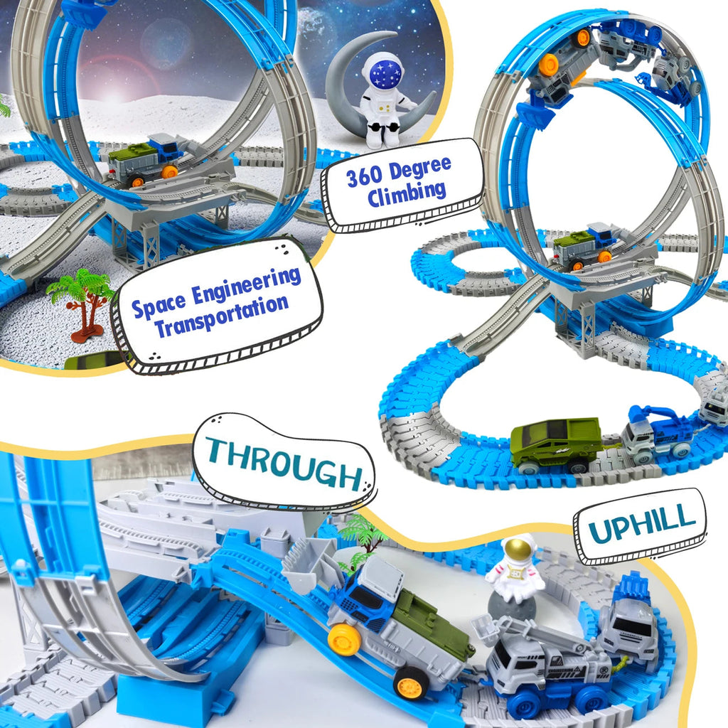 Magic Climbing Electric Race Car Toy with Bendable Flexible Track Space Theme Engineering Train for Kids Gift Novacare Shop