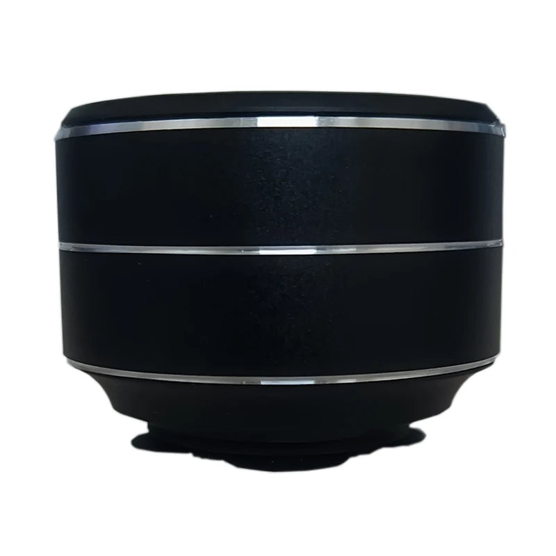 Black bone conduction wireless speaker with metal body, sucker mount, and resonance features for dynamic audio and full-range sound.