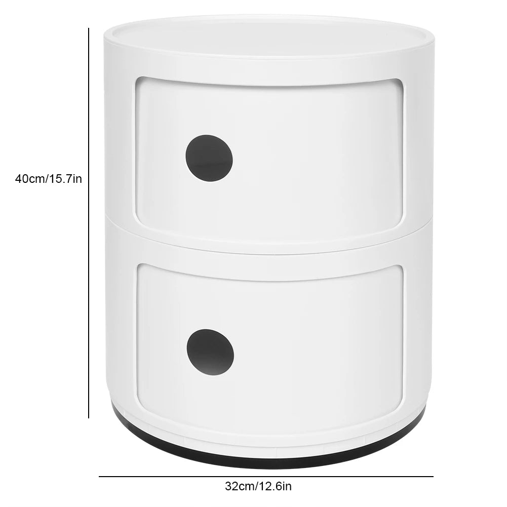 Nightstand with 2 Drawers 2 Layers Modern Bedside Table Bedroom Side End Stand Multi Functional Round Storage Unit Bedside Table Novacare Shop