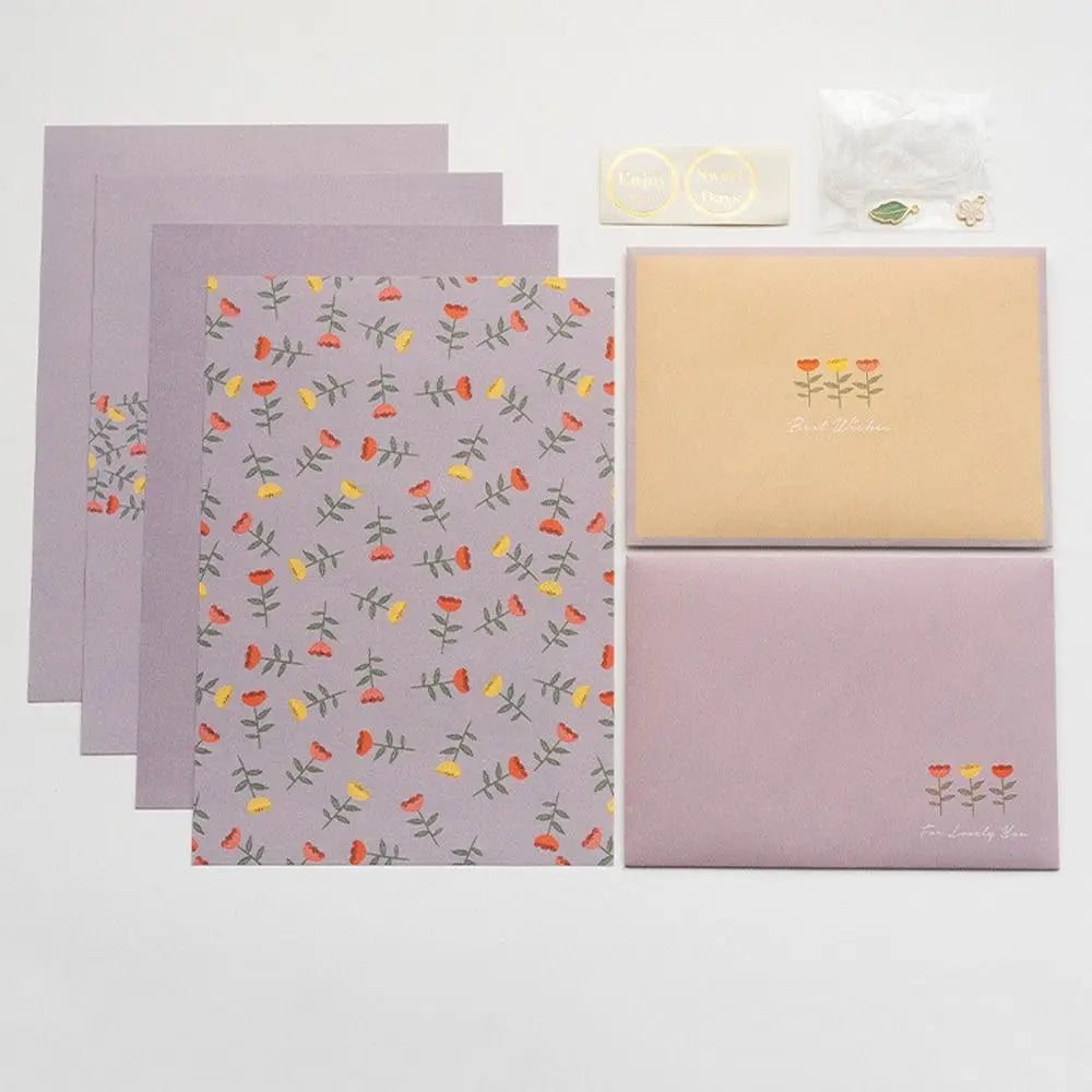 Gift Card Flowers Floral Envelopes DIY Postcard with Stickers Letter Pads Writable Kawaii Letter Writing Paper Invitations Cards beyutihealth