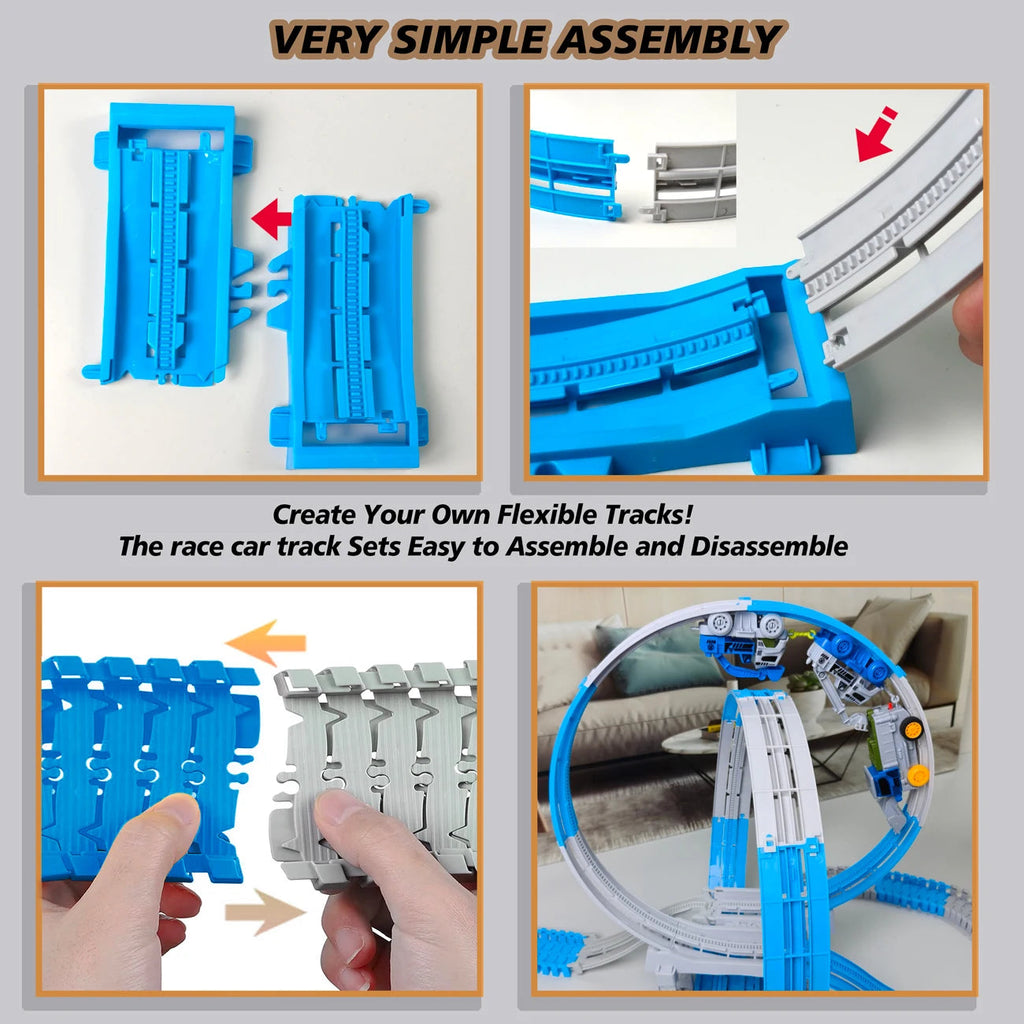 Magic Climbing Electric Race Car Toy with Bendable Flexible Track Space Theme Engineering Train for Kids Gift Novacare Shop