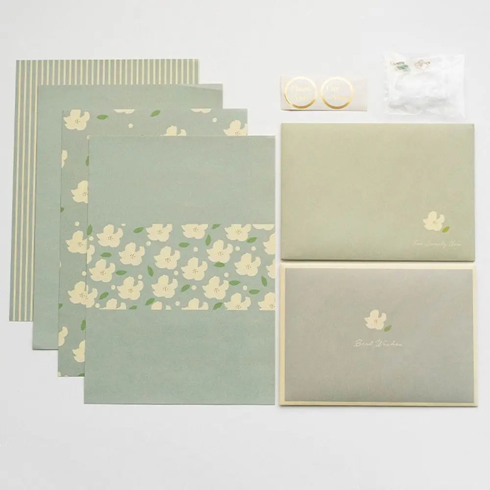 Gift Card Flowers Floral Envelopes DIY Postcard with Stickers Letter Pads Writable Kawaii Letter Writing Paper Invitations Cards beyutihealth