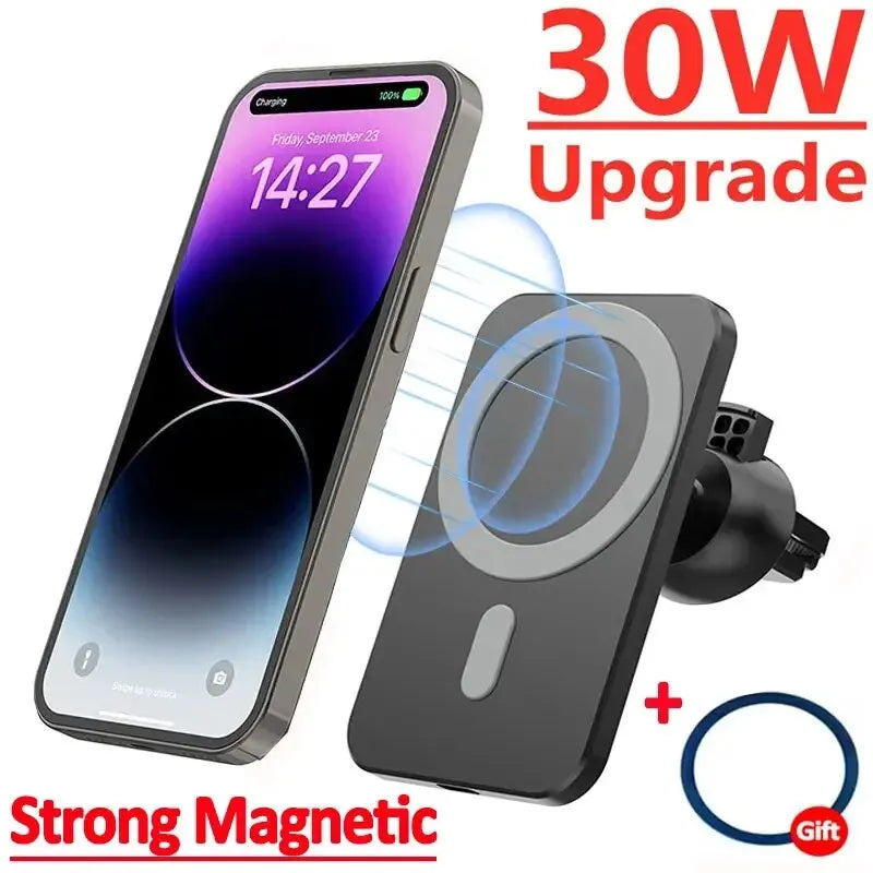30W Magnetic Car Wireless Charger For iPhone 15 14 13 12 Pro Max Mini Macsafe Car Phone Holder Stand Mount Fast Charging Station beyutihealth