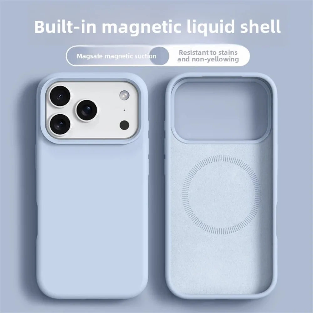 Original Magnetic Phone Case For iPhone 17 16 Pro Max Liquid Silicone Cases For iPhone17 16 Pro Max 17Pro Air Soft Bumper Cover beyutihealth