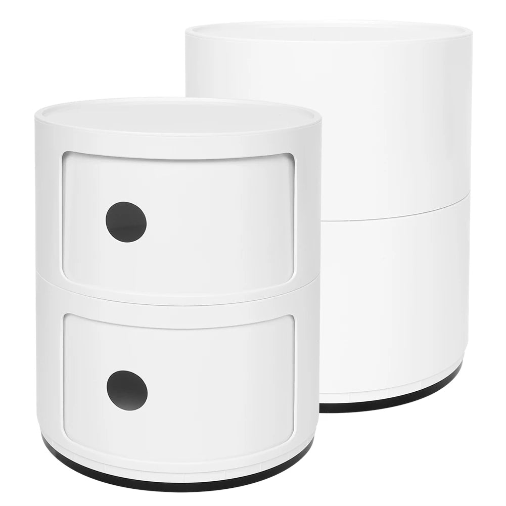 Nightstand with 2 Drawers 2 Layers Modern Bedside Table Bedroom Side End Stand Multi Functional Round Storage Unit Bedside Table Novacare Shop