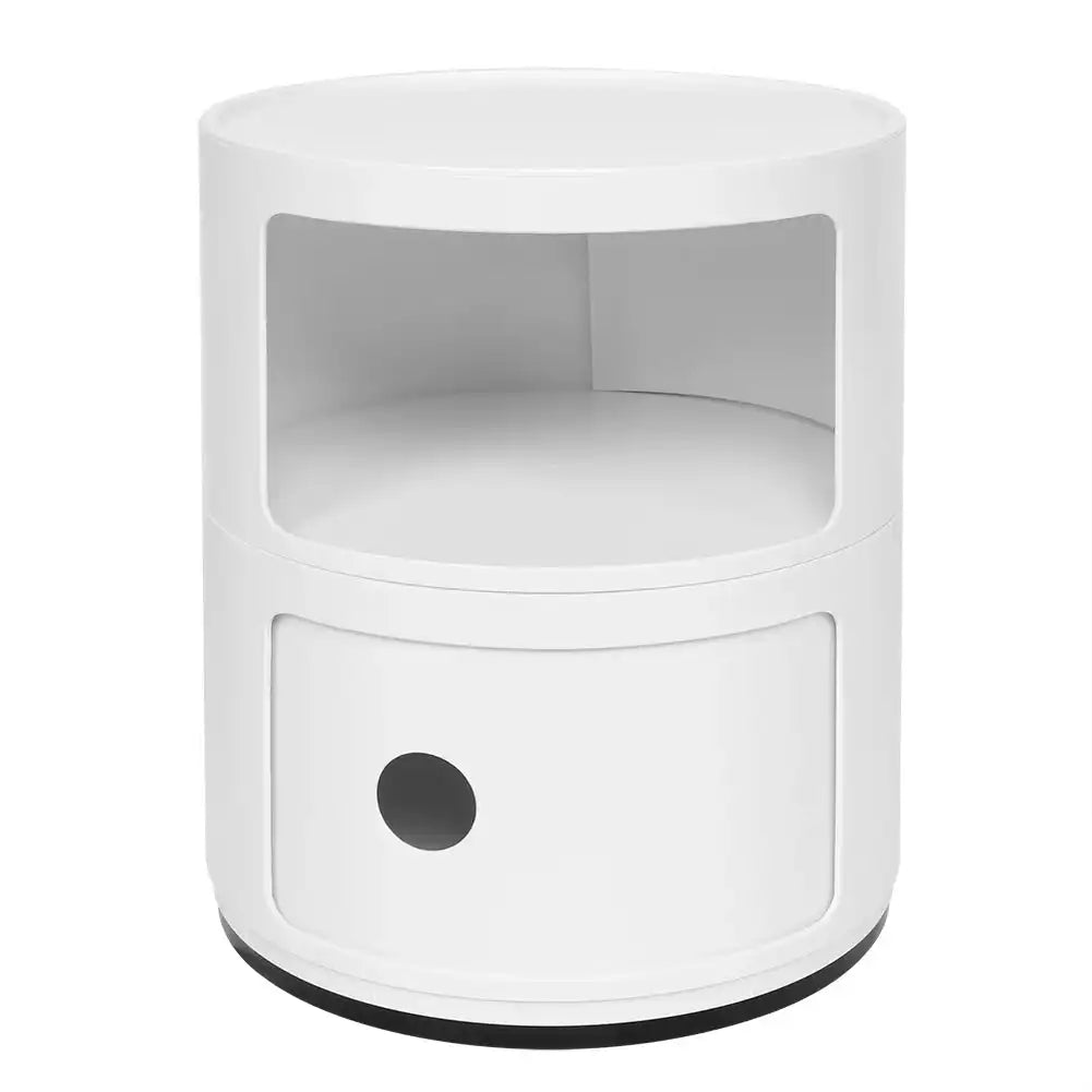 Nightstand with 2 Drawers 2 Layers Modern Bedside Table Bedroom Side End Stand Multi Functional Round Storage Unit Bedside Table Novacare Shop