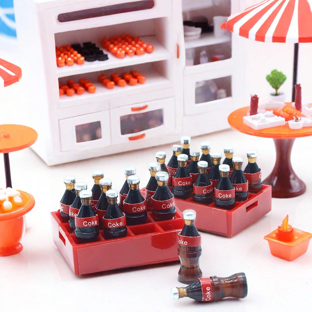 13Pcs/Set Dollhouse Miniature Mini Cola Bottles Drinks Tray Storage Box Model Kits Kitchen Food Play Scene Decoration Accessorie beyutihealth