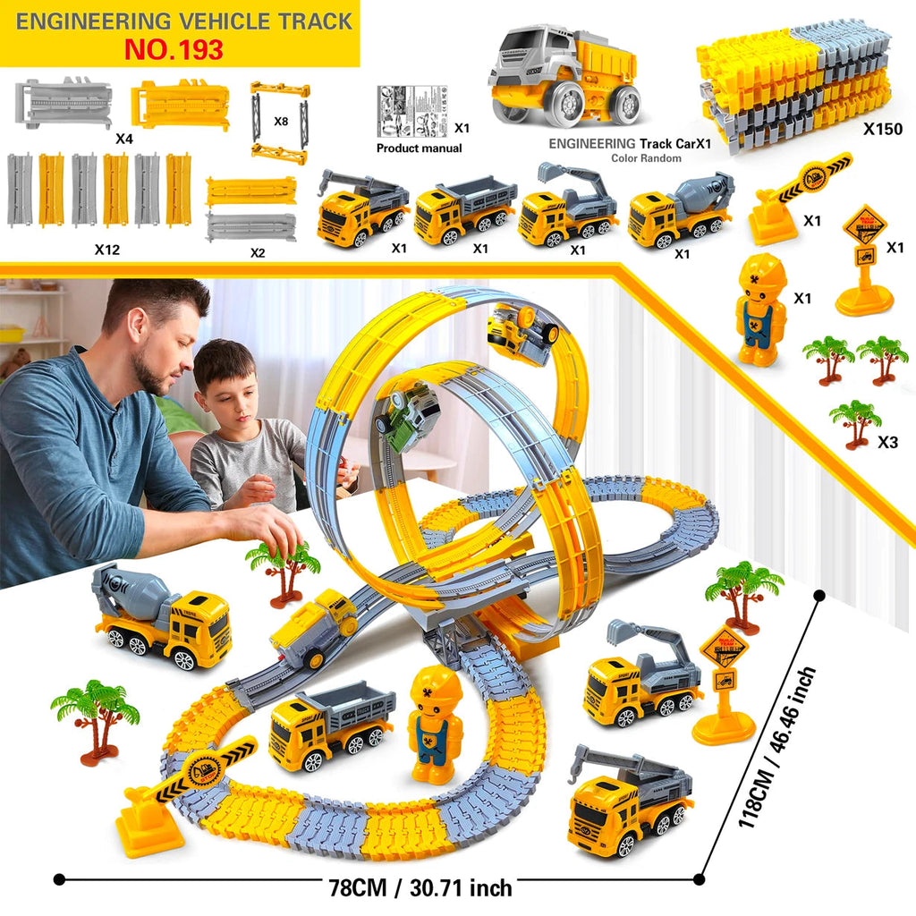 Magic Climbing Electric Race Car Toy with Bendable Flexible Track Space Theme Engineering Train for Kids Gift Novacare Shop