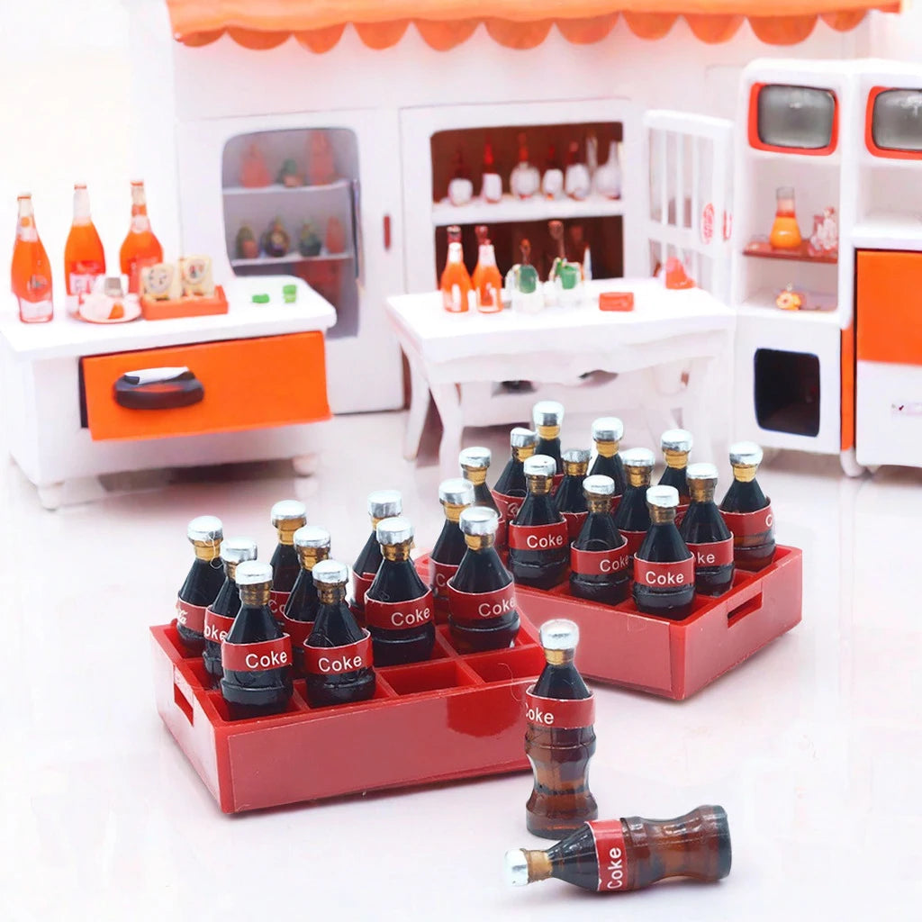 13Pcs/Set Dollhouse Miniature Mini Cola Bottles Drinks Tray Storage Box Model Kits Kitchen Food Play Scene Decoration Accessorie beyutihealth