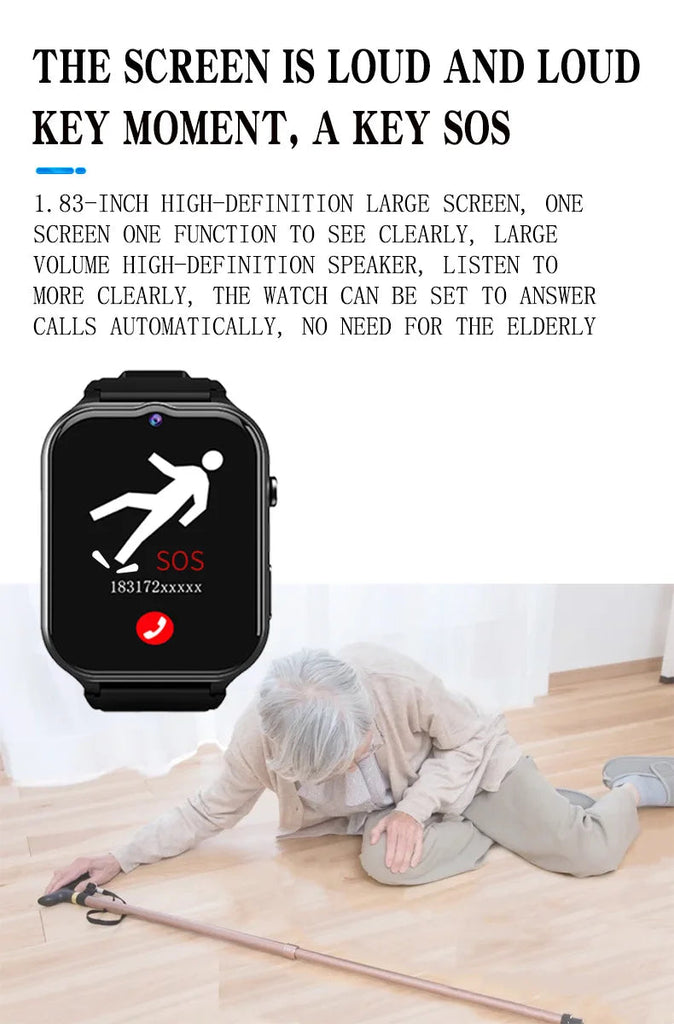 Smart Watch For Old People Elderly Smart Watch For Seniors Health Fall Detection Watch 4G Sim Card SOS Emergency Calls GPS GK8 beyutihealth