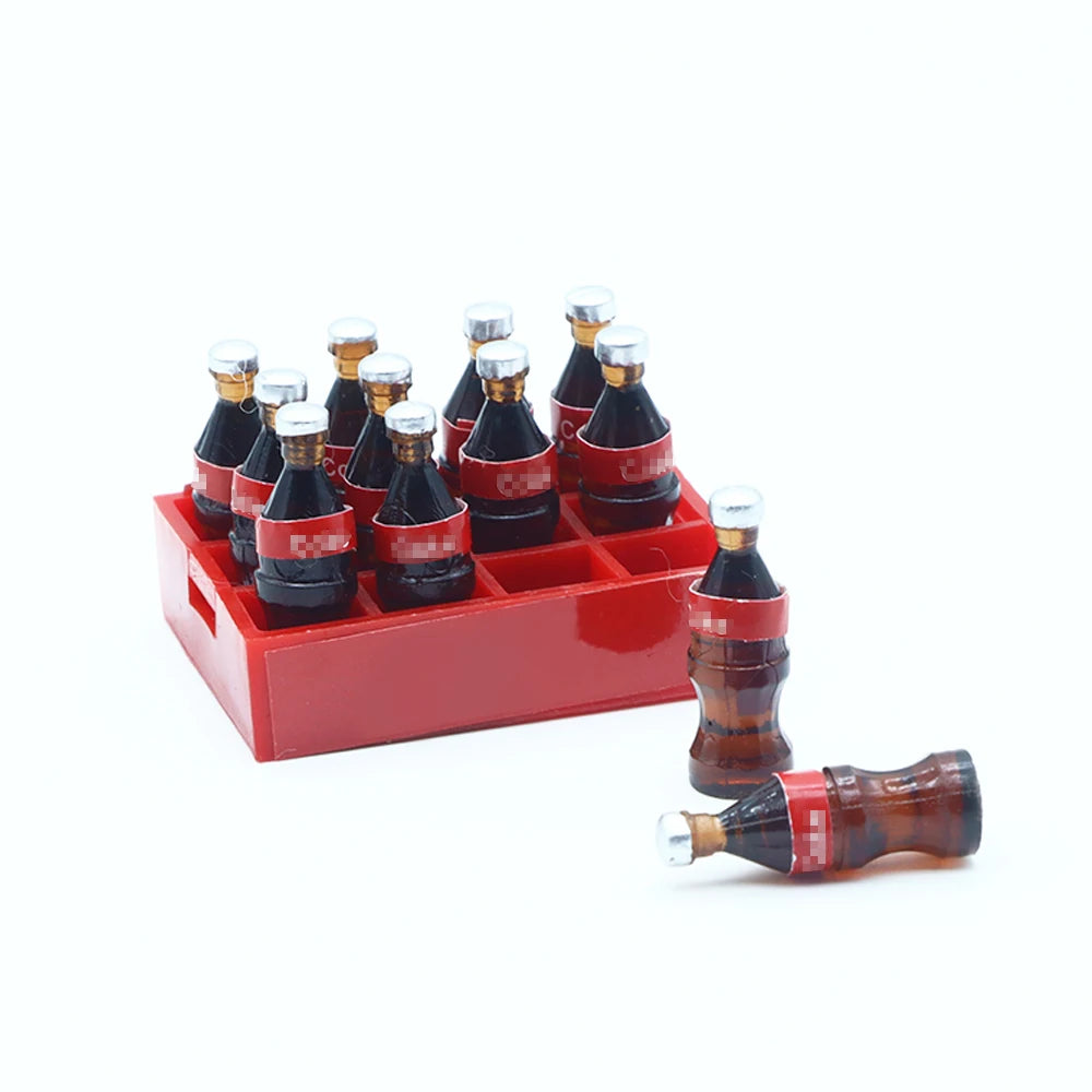 13Pcs/Set Dollhouse Miniature Mini Cola Bottles Drinks Tray Storage Box Model Kits Kitchen Food Play Scene Decoration Accessorie beyutihealth