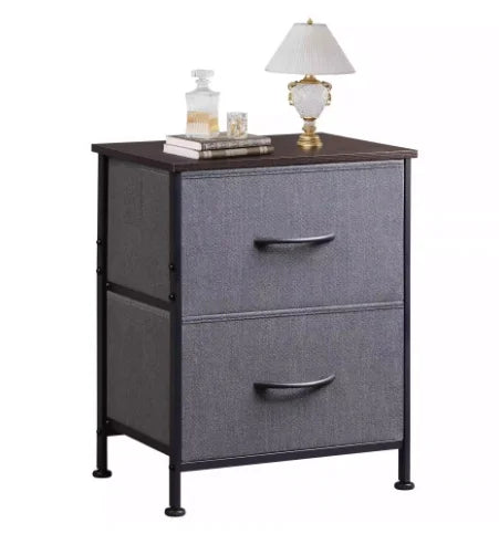 Night Stand Charging Station LED Nightstand Usb Ports Outlets 2 Storage Drawers Small Bedside Table Black Aesthetic Modern Novacare Shop