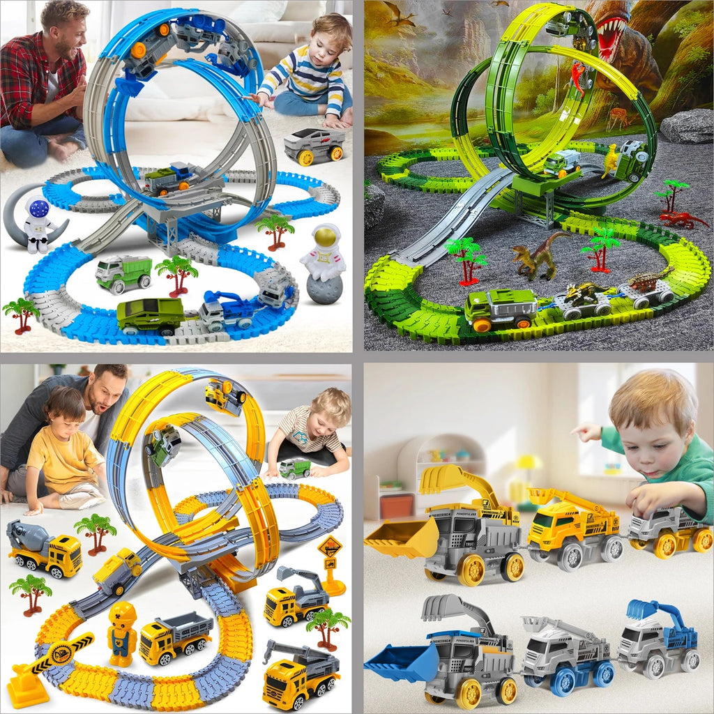 Magic Climbing Electric Race Car Toy with Bendable Flexible Track Space Theme Engineering Train for Kids Gift Novacare Shop