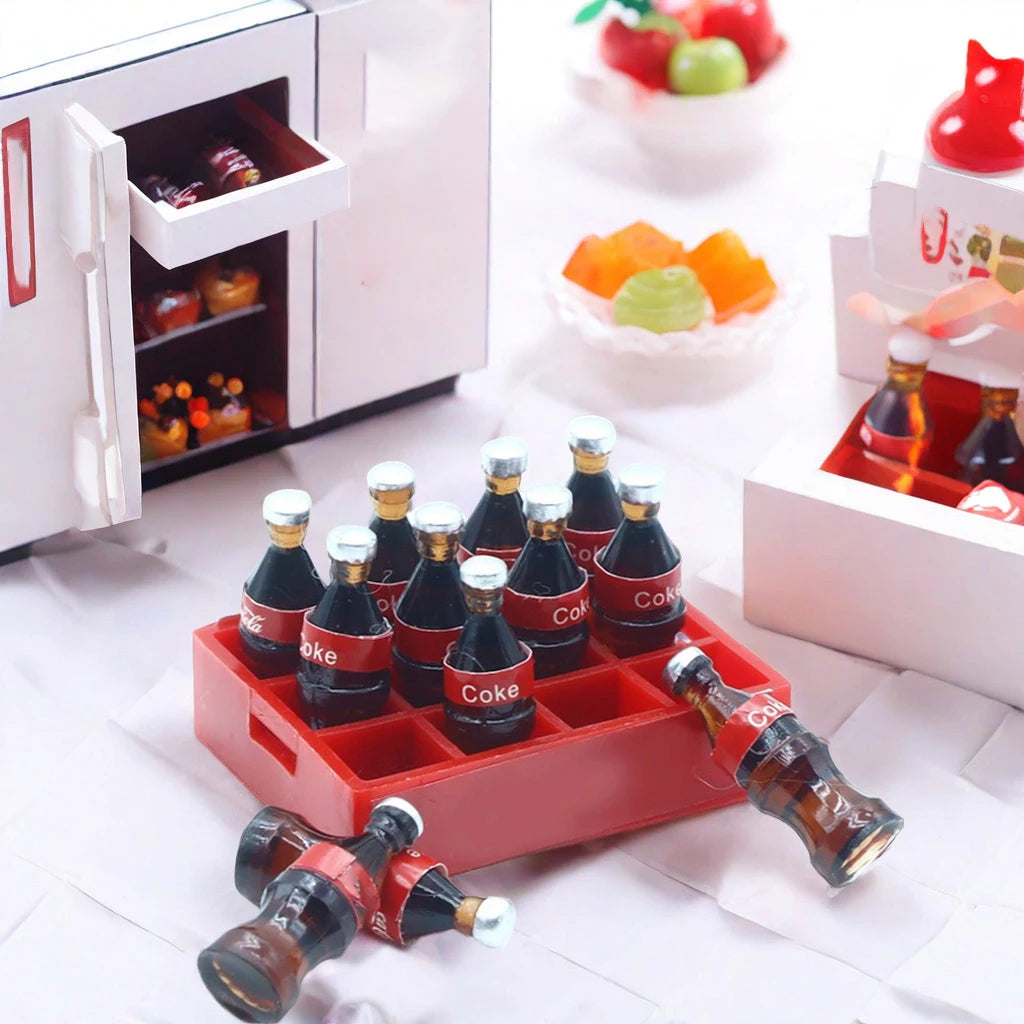 13Pcs/Set Dollhouse Miniature Mini Cola Bottles Drinks Tray Storage Box Model Kits Kitchen Food Play Scene Decoration Accessorie beyutihealth