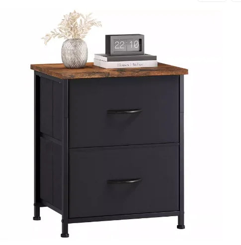 Night Stand Charging Station LED Nightstand Usb Ports Outlets 2 Storage Drawers Small Bedside Table Black Aesthetic Modern Novacare Shop
