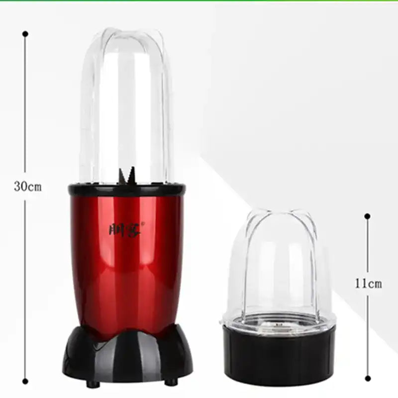 Red portable blender with detachable container for smoothies and food processing