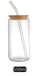 350ml/550ml Glass Cup Cola Cold Drink Water Cup with Bamboo Lid Coffee Milk Juice Straw Mug Beer Can Drink Home Breakfast Cup beyutihealth
