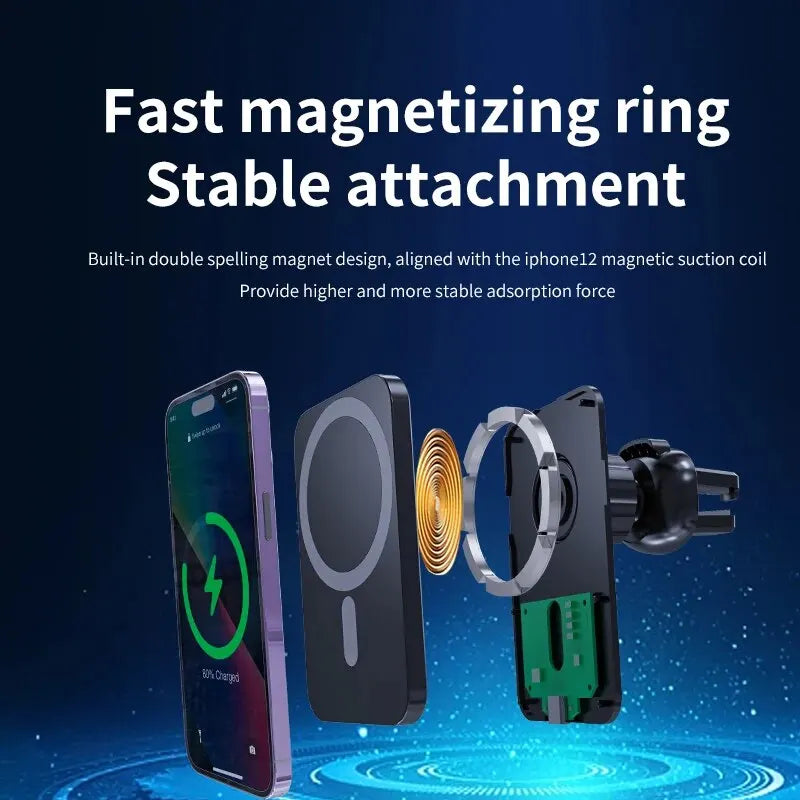 30W Magnetic Car Wireless Charger For iPhone 15 14 13 12 Pro Max Mini Macsafe Car Phone Holder Stand Mount Fast Charging Station beyutihealth