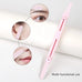 Pink eyebrow trimmer tool from the 25-piece makeup kit, featuring a paw-shaped slider and multi-functional use for facial grooming.