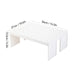 White plastic kitchen storage rack with dimensions