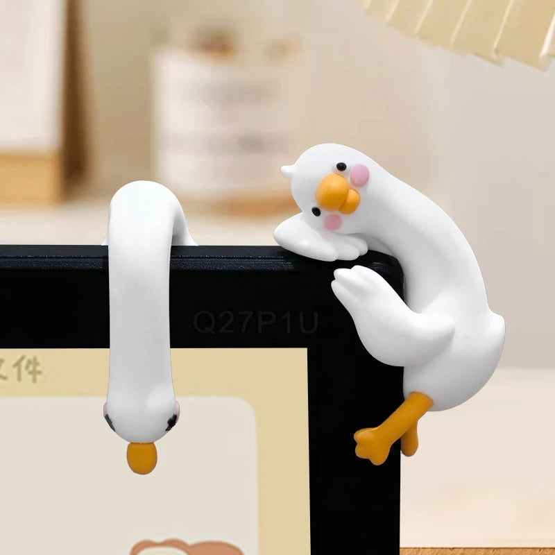 Resin Cartoon Animal Decor For Desk Car Dashboard TV Monitor Gift Idea Cute 3D Duck Figurine Mini Resin Duck Ornament Playful beyutihealth