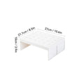White stackable kitchen storage rack with dimensions