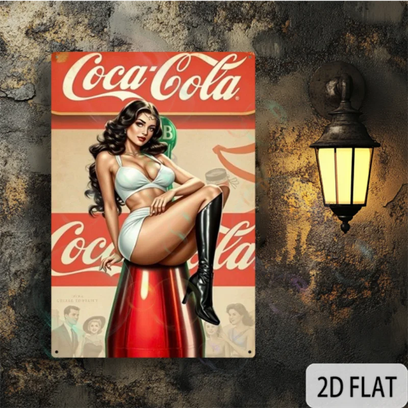 Brand new home decor signage, waterproof and durable, 8-inch x 12-inch square, retro-style aluminum fun sign: "Coca-Cola" beyutihealth