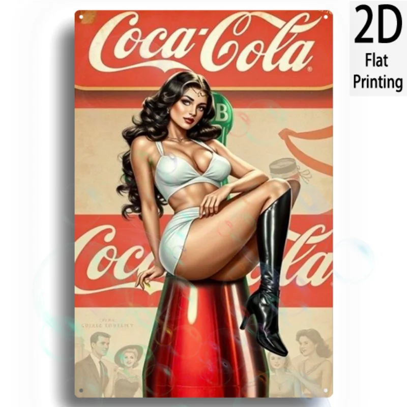 Brand new home decor signage, waterproof and durable, 8-inch x 12-inch square, retro-style aluminum fun sign: "Coca-Cola" beyutihealth