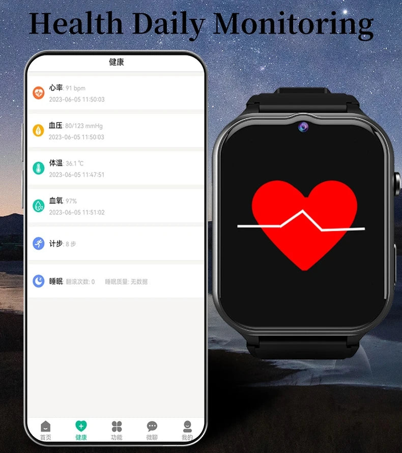 Smart Watch For Old People Elderly Smart Watch For Seniors Health Fall Detection Watch 4G Sim Card SOS Emergency Calls GPS GK8 beyutihealth