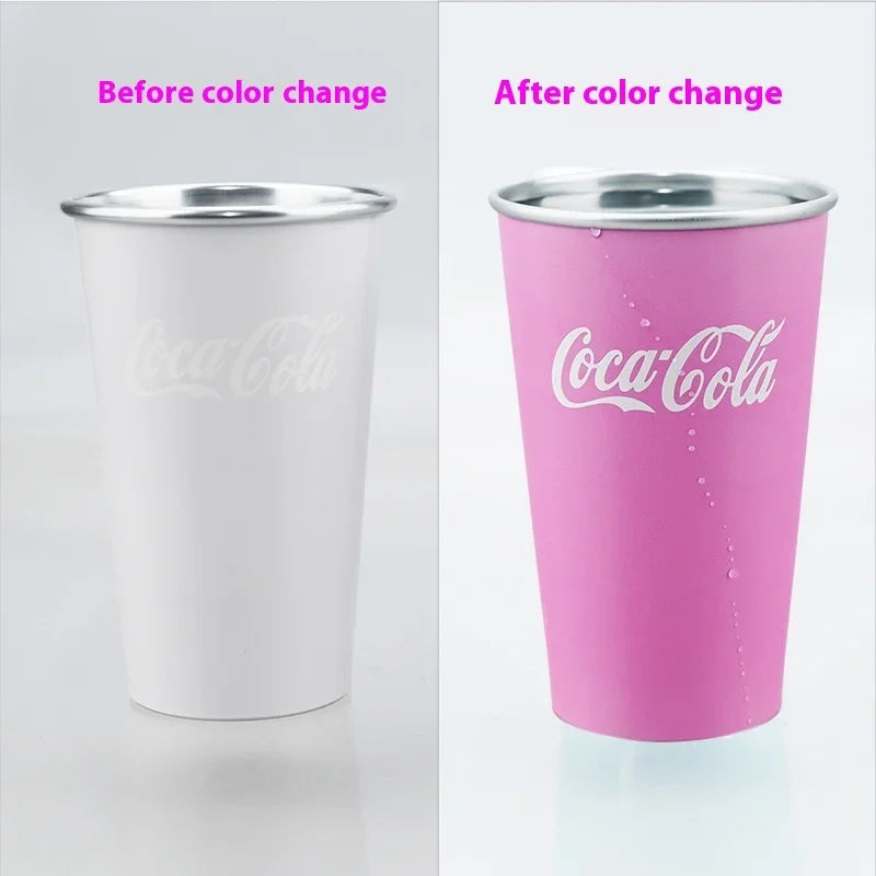 470ml Portable Aluminum Mug-CocaCola Cups ColorChanges When Cool Perfect for Cold Sensation Outdoor Camping Beer Cold DrinksCup beyutihealth