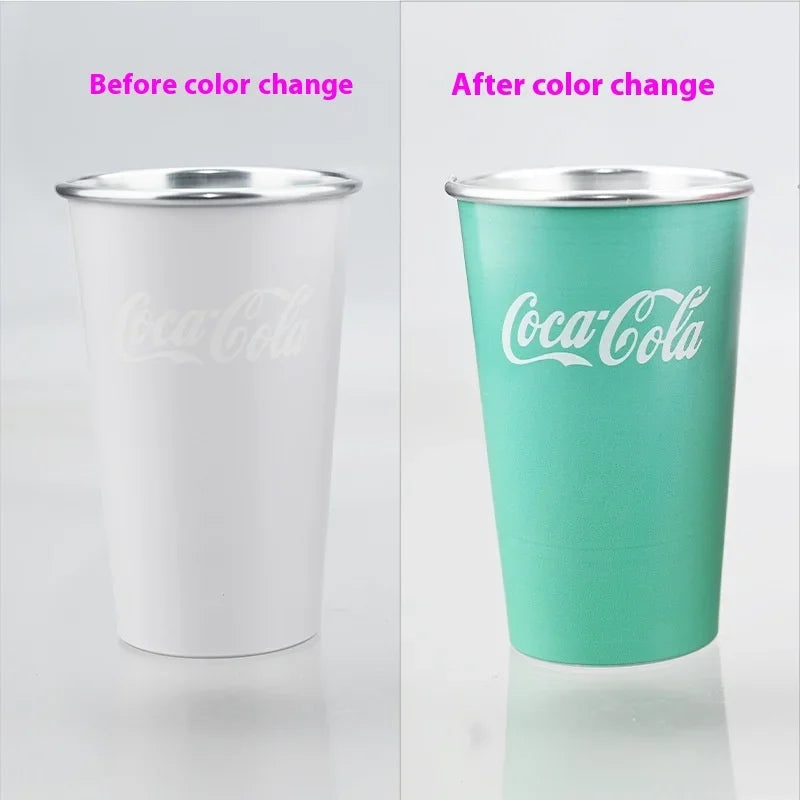470ml Portable Aluminum Mug-CocaCola Cups ColorChanges When Cool Perfect for Cold Sensation Outdoor Camping Beer Cold DrinksCup beyutihealth