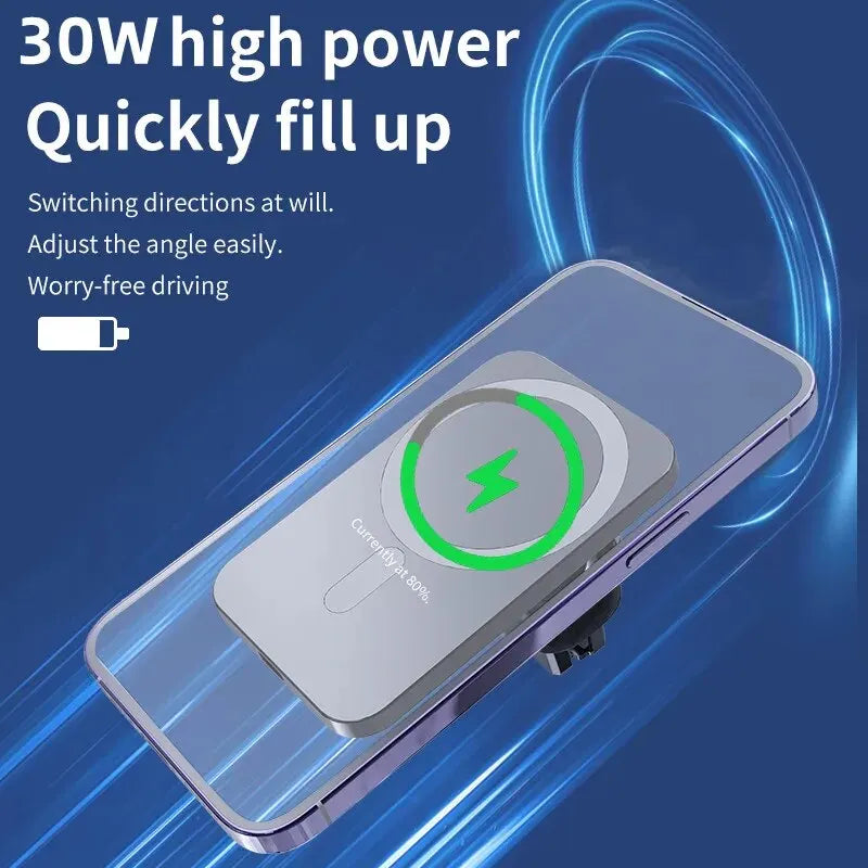 30W Magnetic Car Wireless Charger For iPhone 15 14 13 12 Pro Max Mini Macsafe Car Phone Holder Stand Mount Fast Charging Station beyutihealth