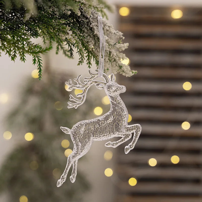 Christmas Tree Decoration Items, Unicorn, Bird, Elk, Transparent Acrylic Tree Hanging Christmas Deer Xmas Tree Christmas Decor beyutihealth