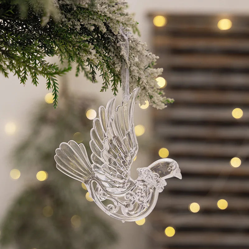 Christmas Tree Decoration Items, Unicorn, Bird, Elk, Transparent Acrylic Tree Hanging Christmas Deer Xmas Tree Christmas Decor beyutihealth