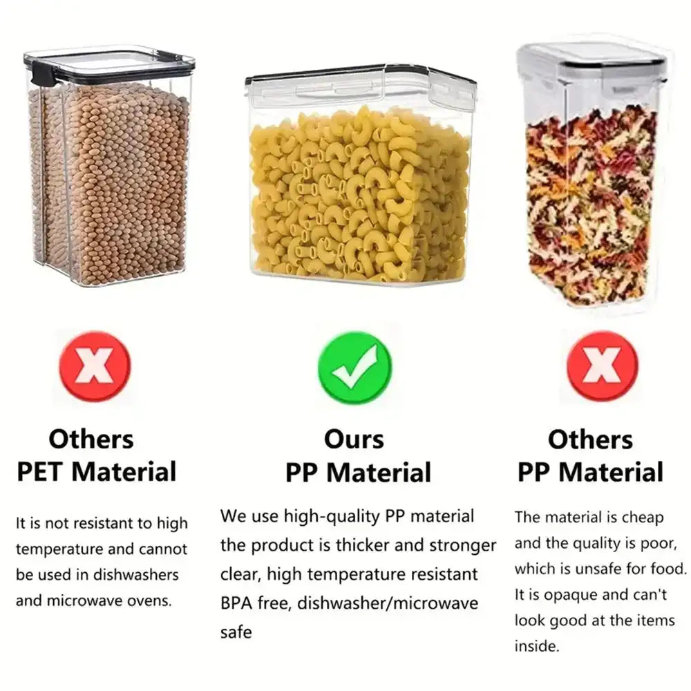 BPA Free Plastic Food Storage Containers Set in a modern kitchen with airtight lids