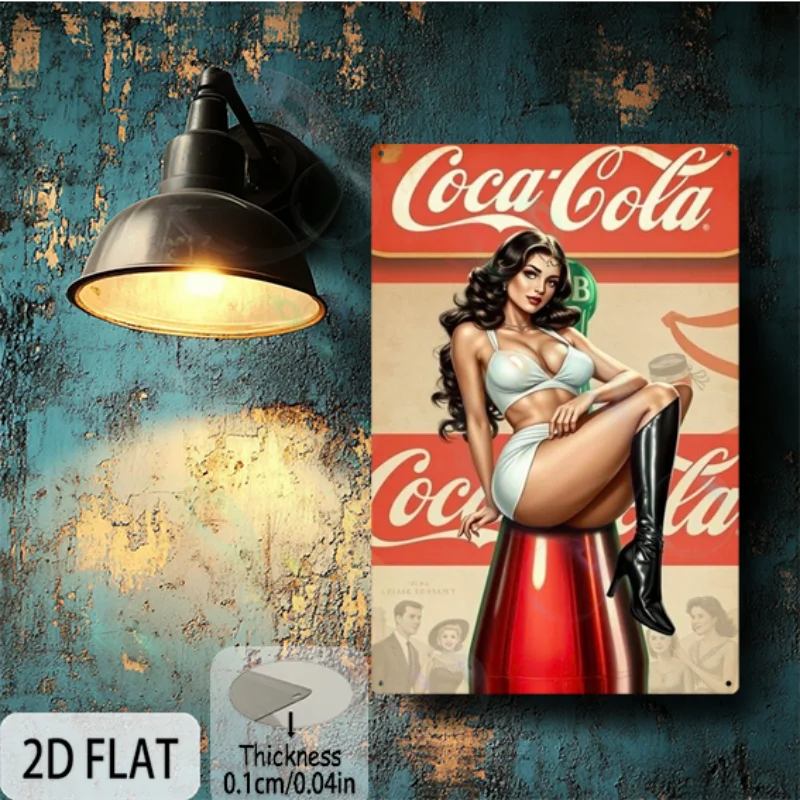 Brand new home decor signage, waterproof and durable, 8-inch x 12-inch square, retro-style aluminum fun sign: "Coca-Cola" beyutihealth