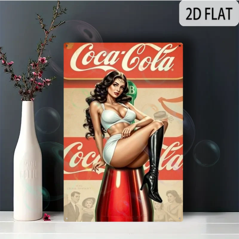 Brand new home decor signage, waterproof and durable, 8-inch x 12-inch square, retro-style aluminum fun sign: "Coca-Cola" beyutihealth