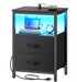 Night Stand Charging Station LED Nightstand Usb Ports Outlets 2 Storage Drawers Small Bedside Table Black Aesthetic Modern Novacare Shop