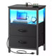 Night Stand Charging Station LED Nightstand Usb Ports Outlets 2 Storage Drawers Small Bedside Table Black Aesthetic Modern Novacare Shop