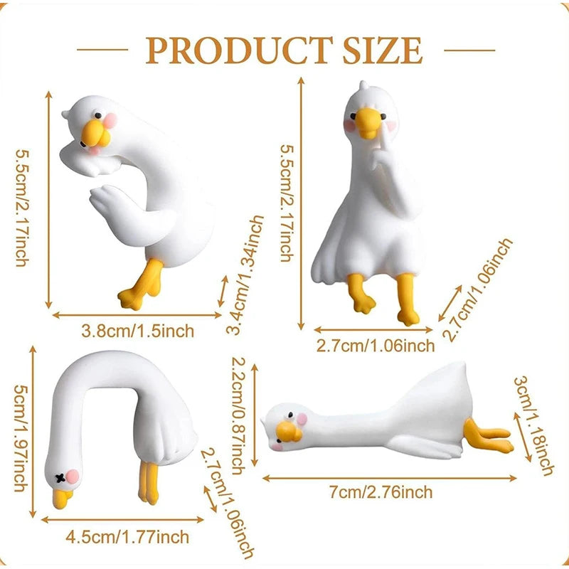 Resin Cartoon Animal Decor For Desk Car Dashboard TV Monitor Gift Idea Cute 3D Duck Figurine Mini Resin Duck Ornament Playful beyutihealth