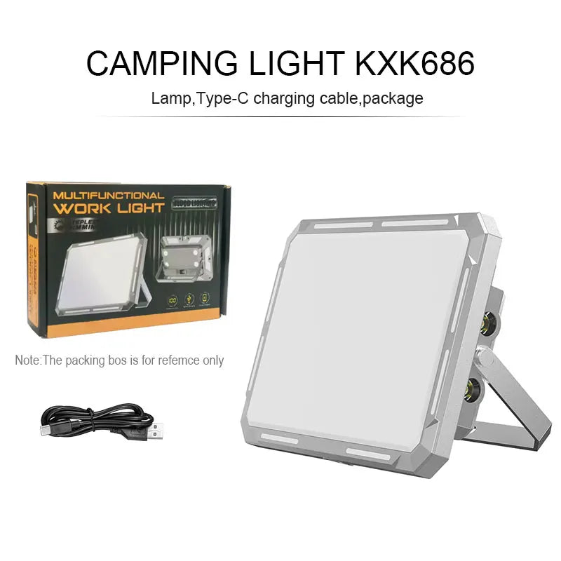 Camping Light KXK686 with Type-C charging cable and packaging