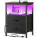 Night Stand Charging Station LED Nightstand Usb Ports Outlets 2 Storage Drawers Small Bedside Table Black Aesthetic Modern Novacare Shop