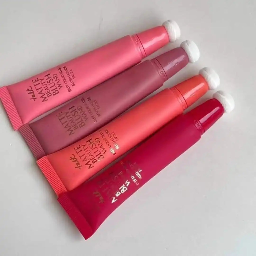Makeup Blusher Tool with Matte Blush Wands in Pillow Talk, Pink Pop, Peach Pop, and Dream Pop shades