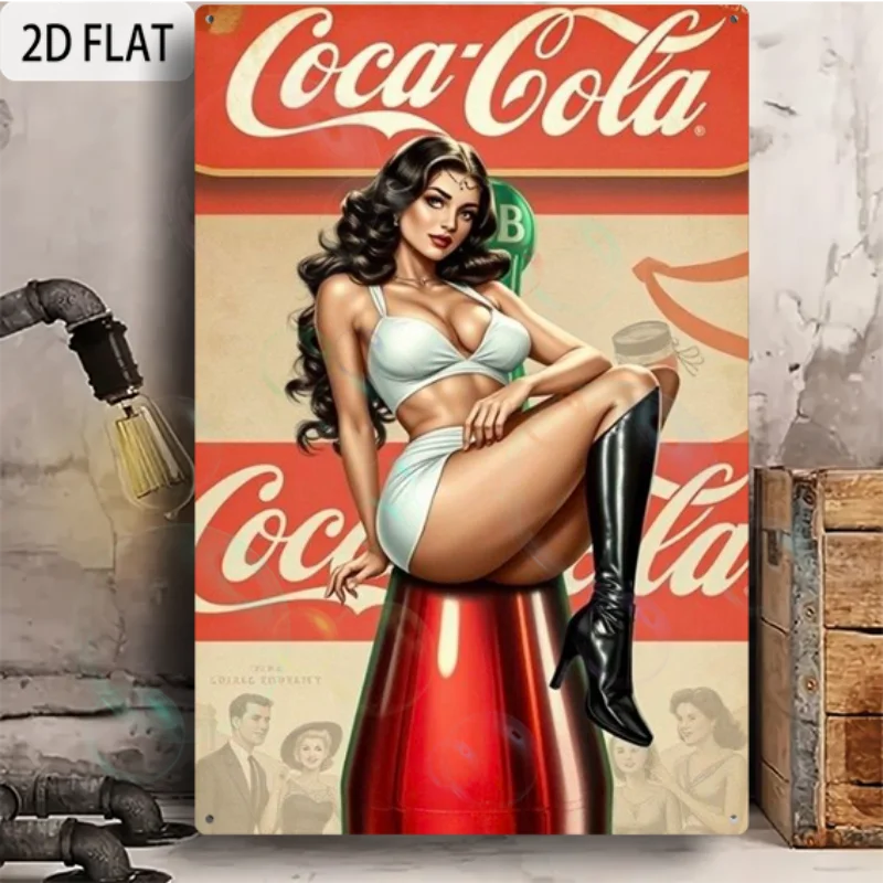 Brand new home decor signage, waterproof and durable, 8-inch x 12-inch square, retro-style aluminum fun sign: "Coca-Cola" beyutihealth