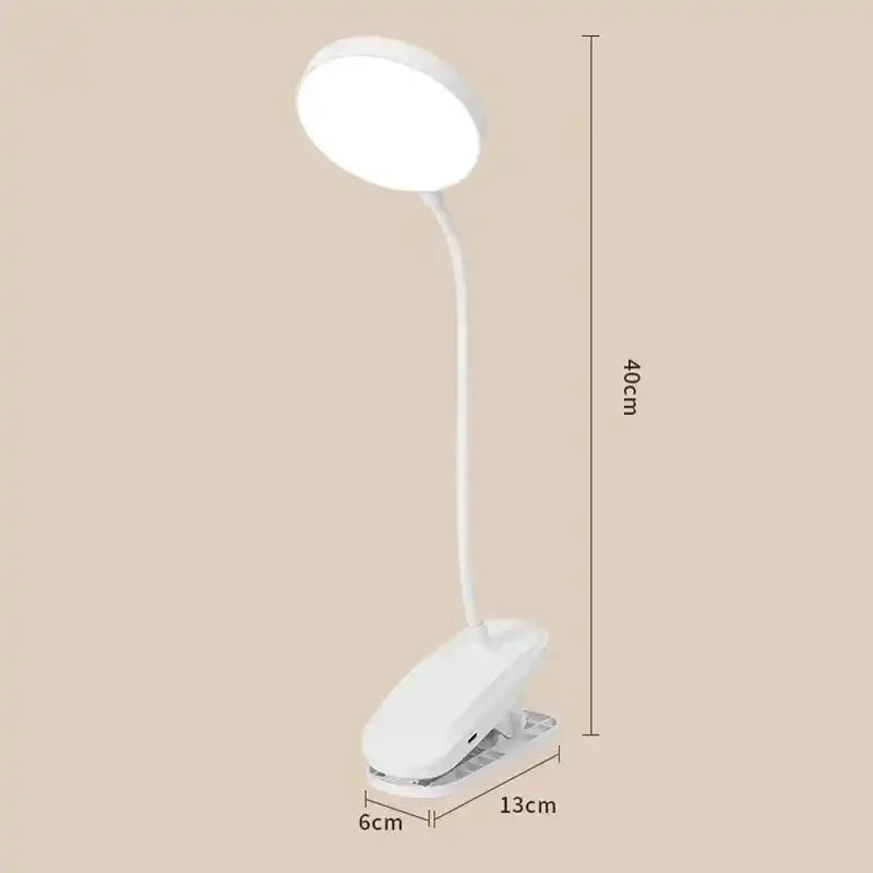 LED table lamp with foldable clamp, touch control, and adjustable dimming for study and reading