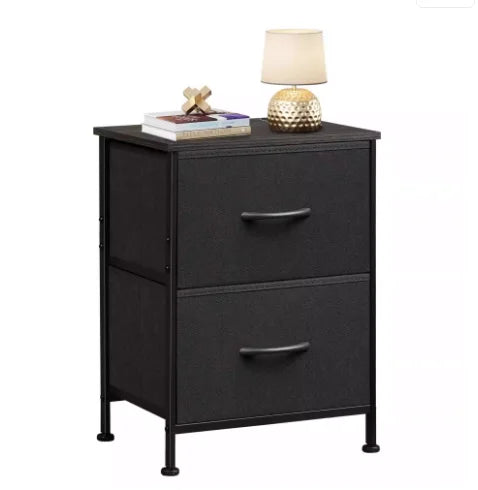 Night Stand Charging Station LED Nightstand Usb Ports Outlets 2 Storage Drawers Small Bedside Table Black Aesthetic Modern Novacare Shop