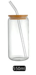 350ml/550ml Glass Cup Cola Cold Drink Water Cup with Bamboo Lid Coffee Milk Juice Straw Mug Beer Can Drink Home Breakfast Cup beyutihealth