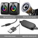 Computer Speakers PC Sound Box HIFI Stereo Microphone USB Wired Caixa De Som with LED Light featuring 50mm full band speaker and volume control.