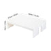 White stackable plastic kitchen storage rack with dimensions